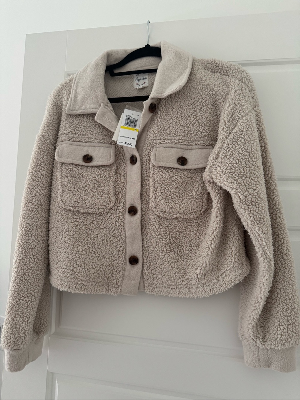 Hippie Rose Cream Sherpa Button-Front Puffer Jacket